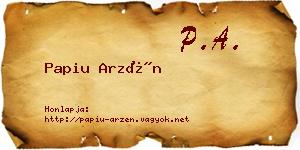 Papiu Arzén névjegykártya